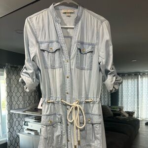 Michael Kors light denim dress with rope drawstring